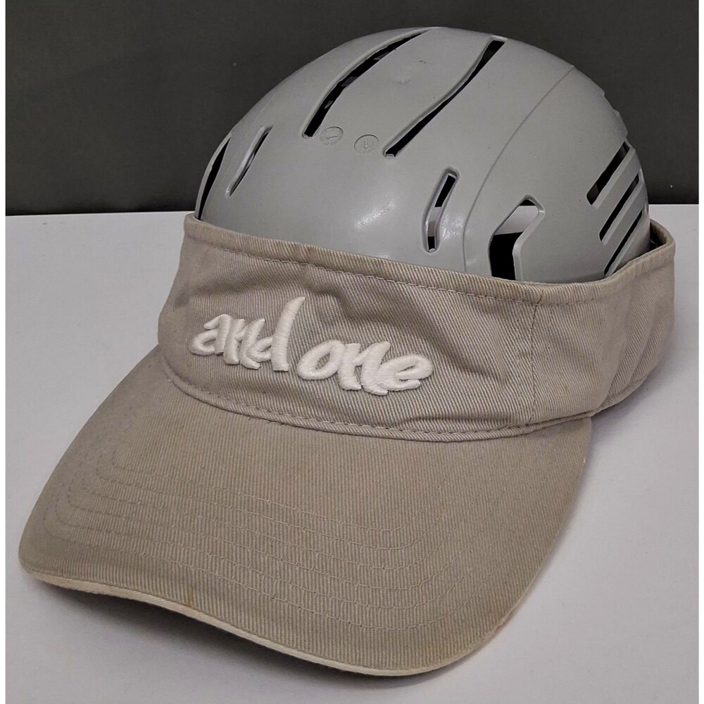 Vintage AND1 Basketball Sun Visor Hat Beige Gray Y2K Embroidered Spell Out Logo